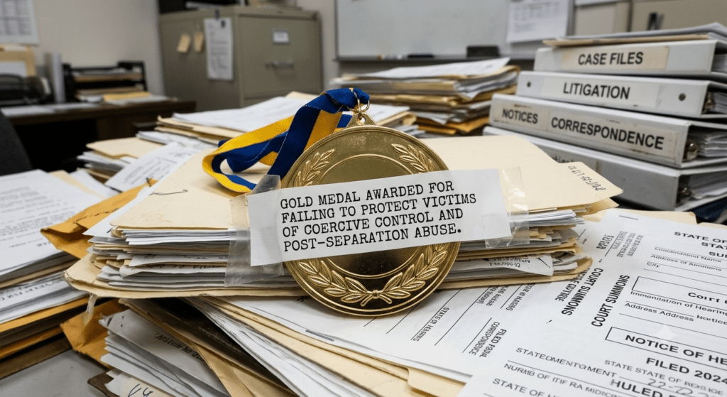 A gold medal awarded for failing to protet victims of coercive control and post-separation abuse.